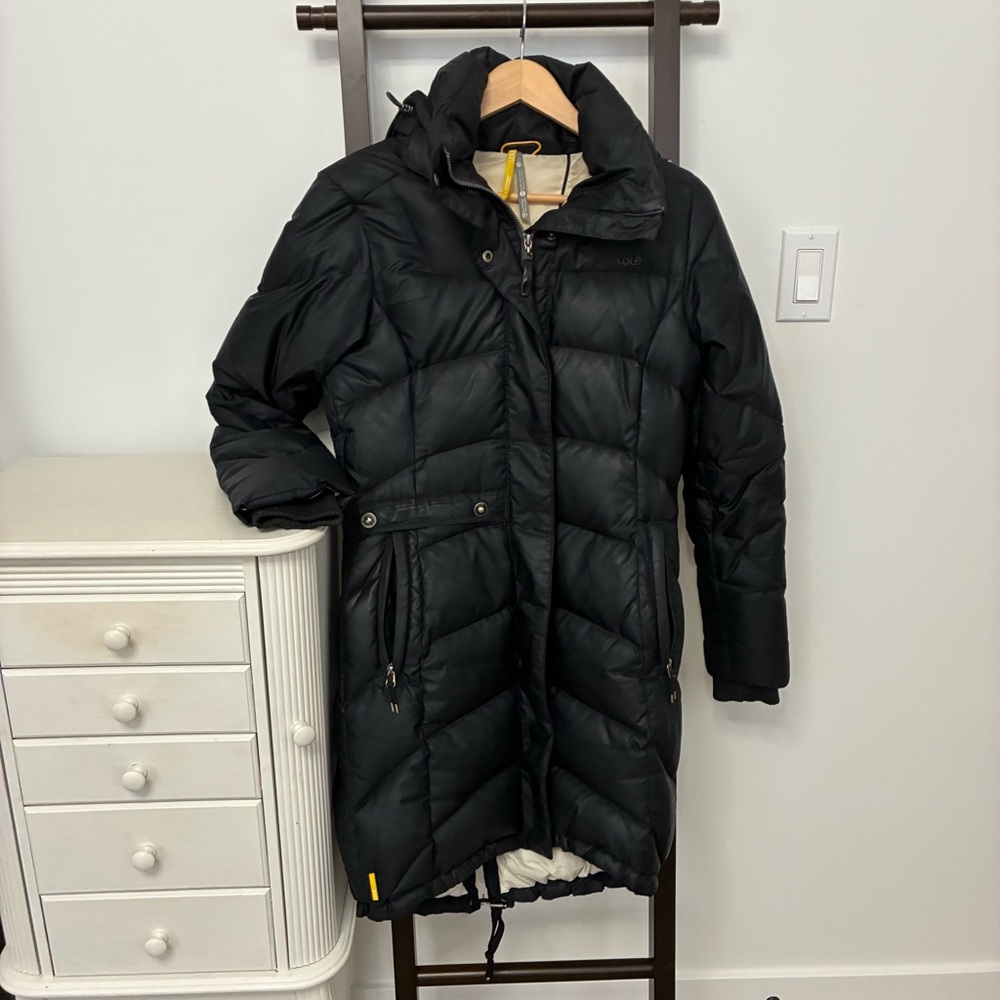 Lole Women's Black Puffer Jacket. Duck feather filled. Size small. EUC. - Picture 2 of 16